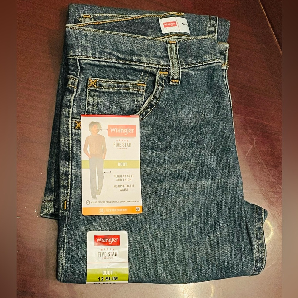 Boys Slim Flex Wrangler Boot Jeans Size 10, 12, 14